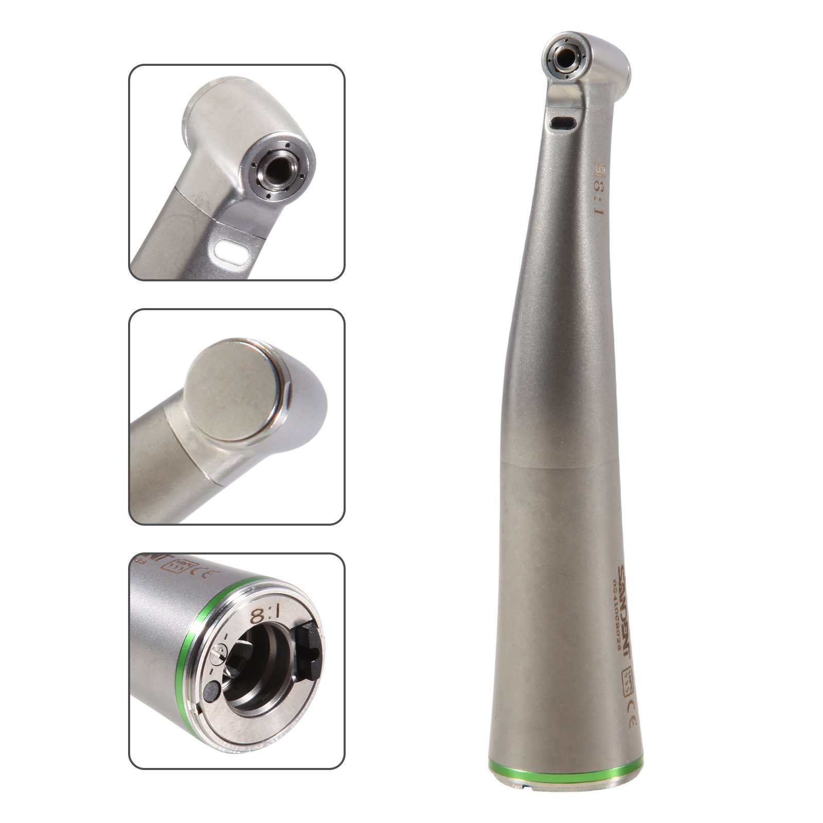 New Arrival ! Dental Fiber Optic LED 8:1 Reduction Mini Head Contra Angle Handpiece Micro Head Endo File
