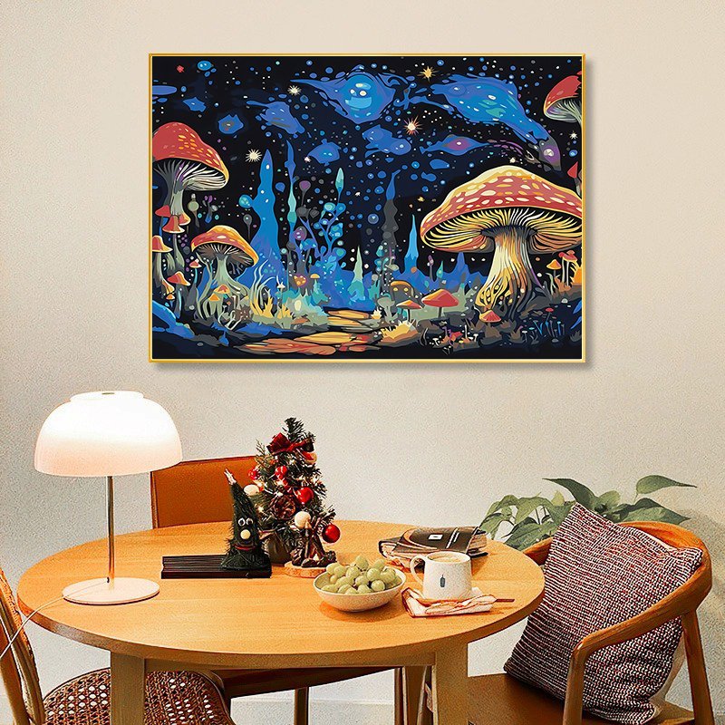 Hot wholesale mushroom diamond art kit canvas art Full Round Square Drill diamond painting resin room decor