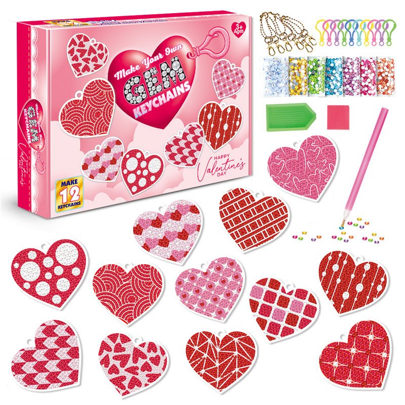 15 Pieces Diamond Kit for Crafts for Children Aged 8 to 12 Years, Girls, DIY Gemstone 5D Painting Stickers, Key Chains, Pendants
