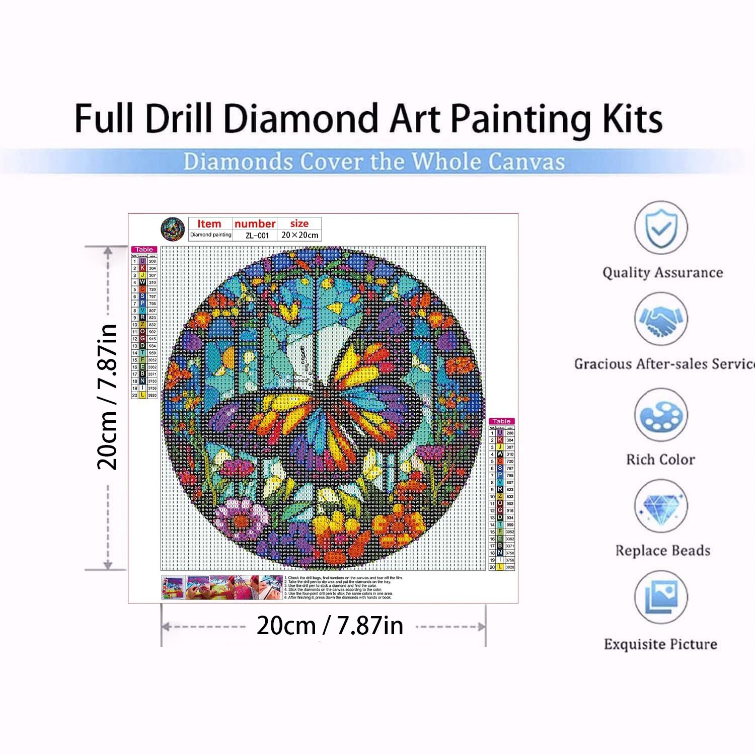 Colorful butterfly flower diamond painting cool contrasting diamond painting children's handmade diamond inlay painting 20*20cm