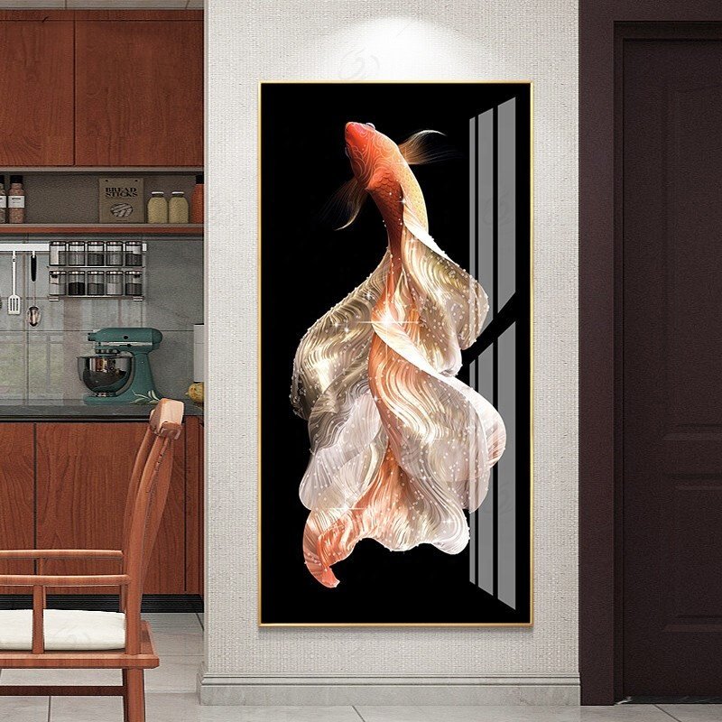 Wholesale luxury Crystal Porcelain Painting Gold Fish Diamond Inlay 5d diamond wall art crystal painting
