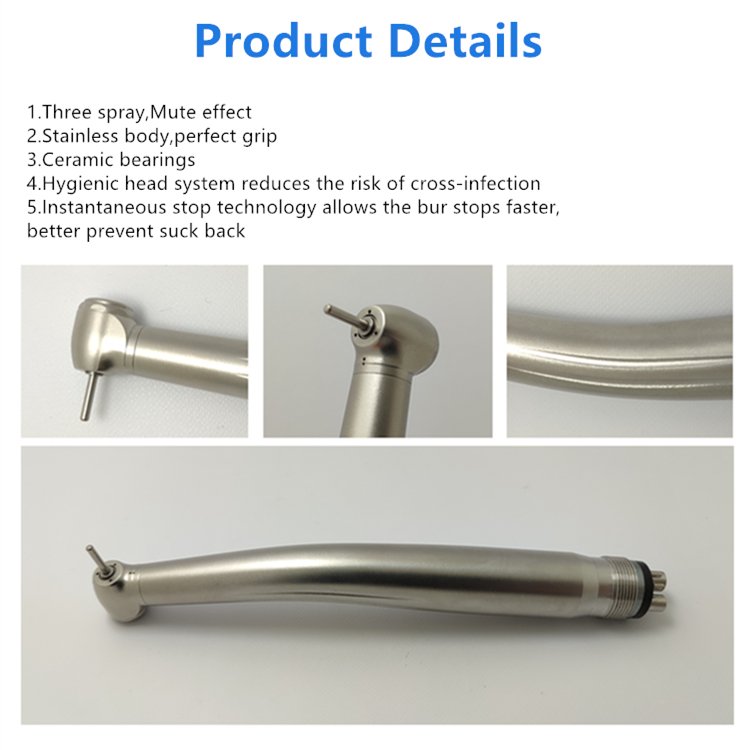 Preferential Exported Dental High-Speed Handpiece with 2 LED Holes Manual Power Source Fibre Optic LED Made of Metal Steel