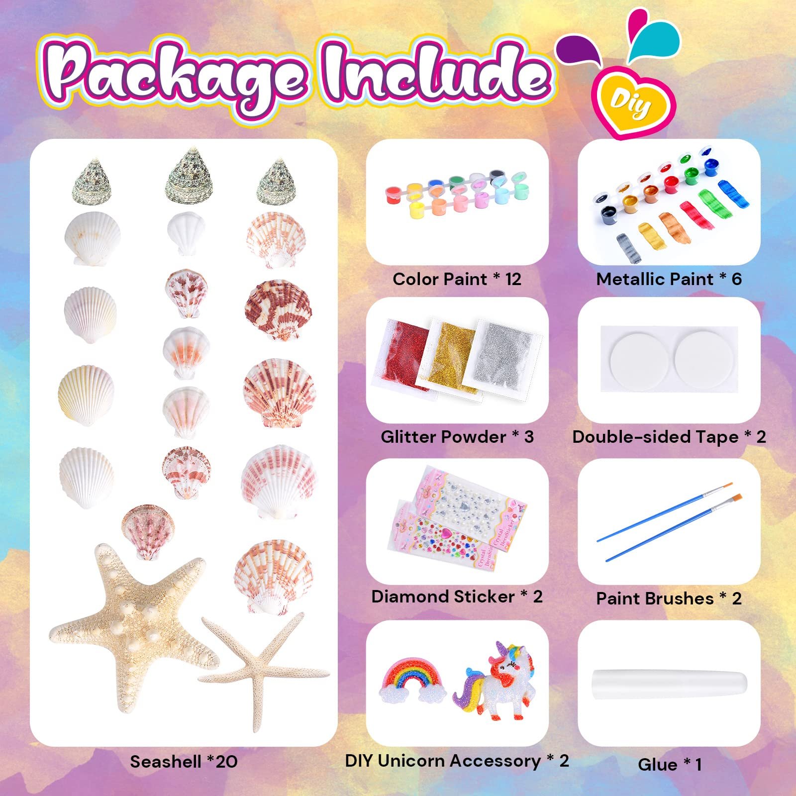 Handmade Glitter Sea Shell Crafts 20 Pieces Each Kit With Other Accessories Materials