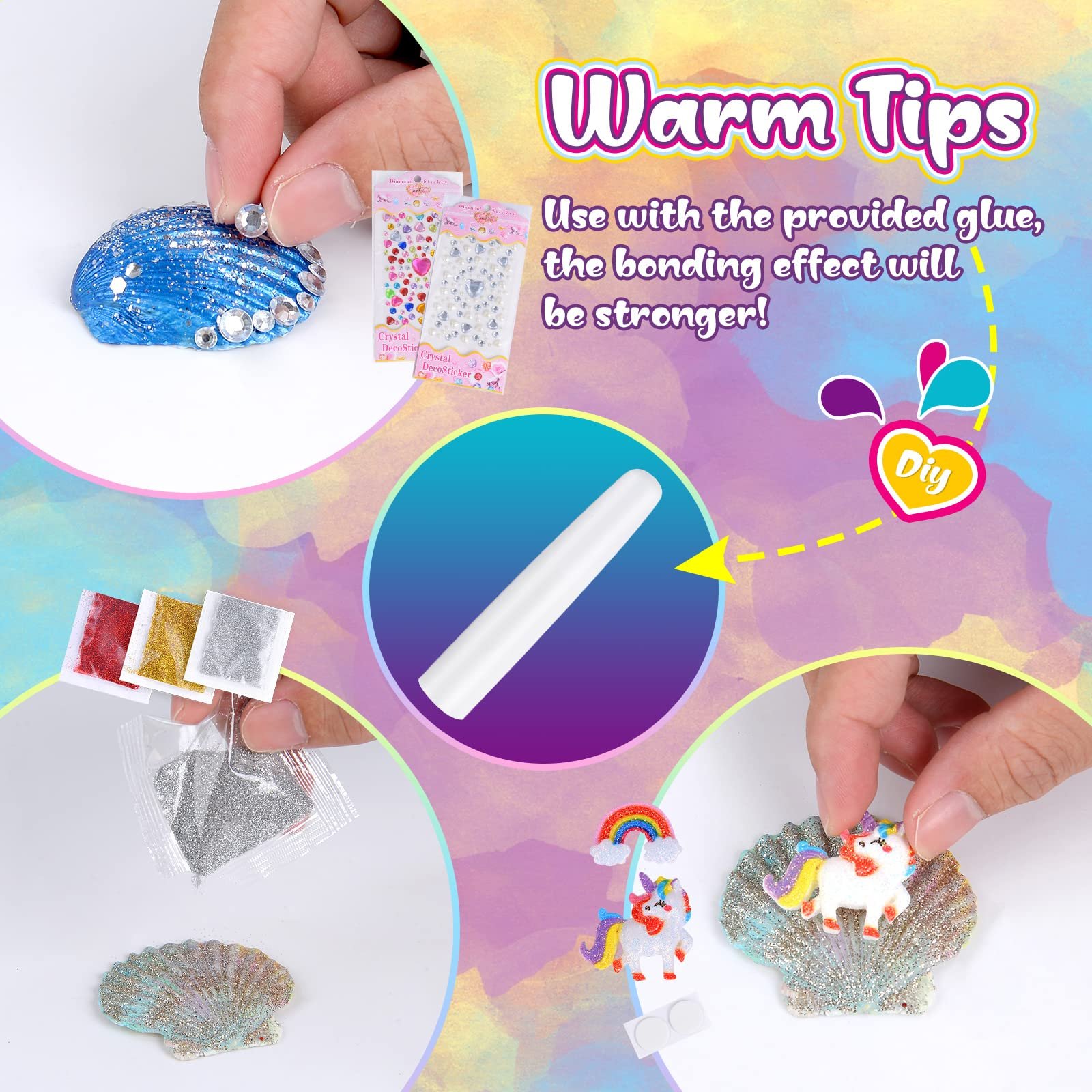 Handmade Glitter Sea Shell Crafts 20 Pieces Each Kit With Other Accessories Materials