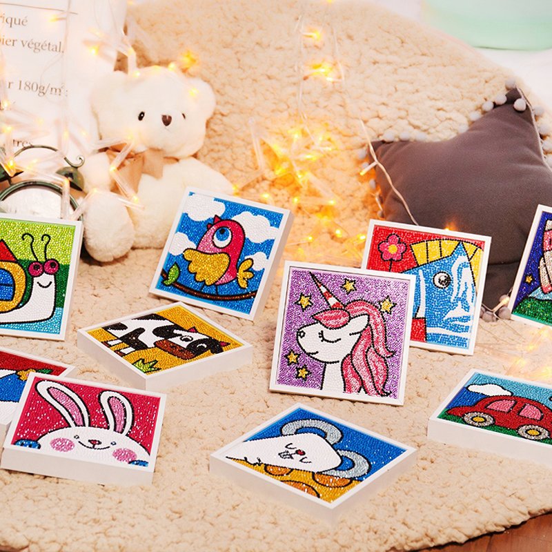 5D Diamond Painting Kit Cartoon Full Drill Diamond Picture mini white frame DIY diamond painting For Kids With Frame