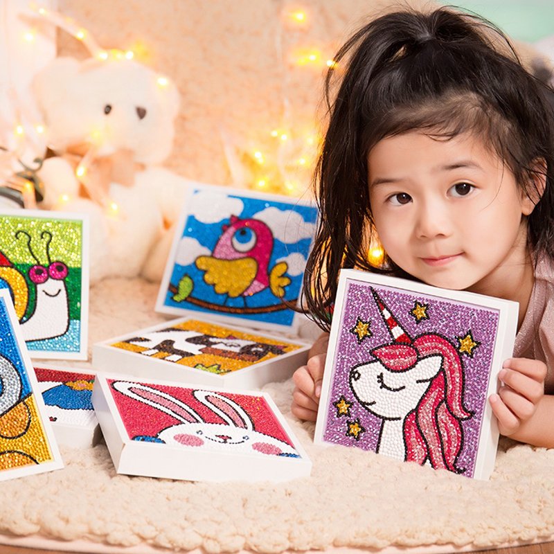 5D Diamond Painting Kit Cartoon Full Drill Diamond Picture mini white frame DIY diamond painting For Kids With Frame