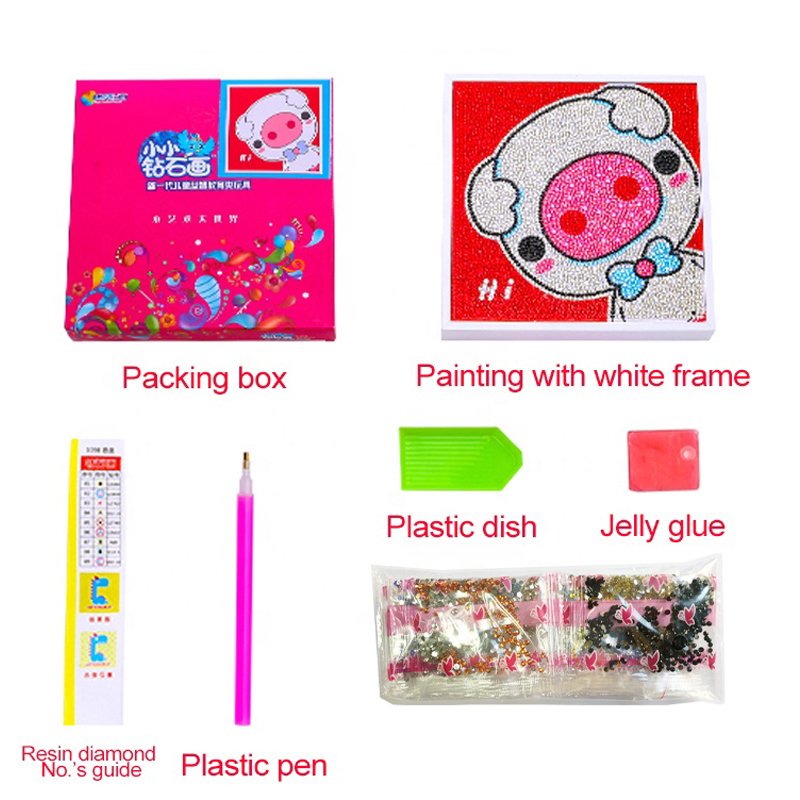 5D Diamond Painting Kit Cartoon Full Drill Diamond Picture mini white frame DIY diamond painting For Kids With Frame