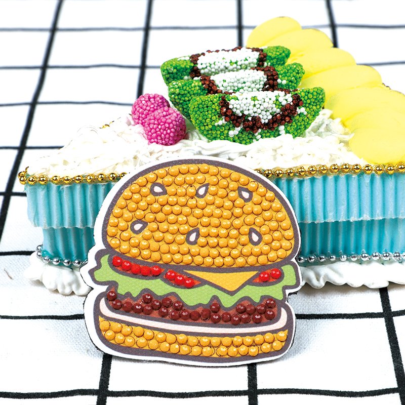 5D Diy Children'S Diamond Painting Full Drill Child Hand Drawing Hamburger Fridge Stickers Diamond Embroidery