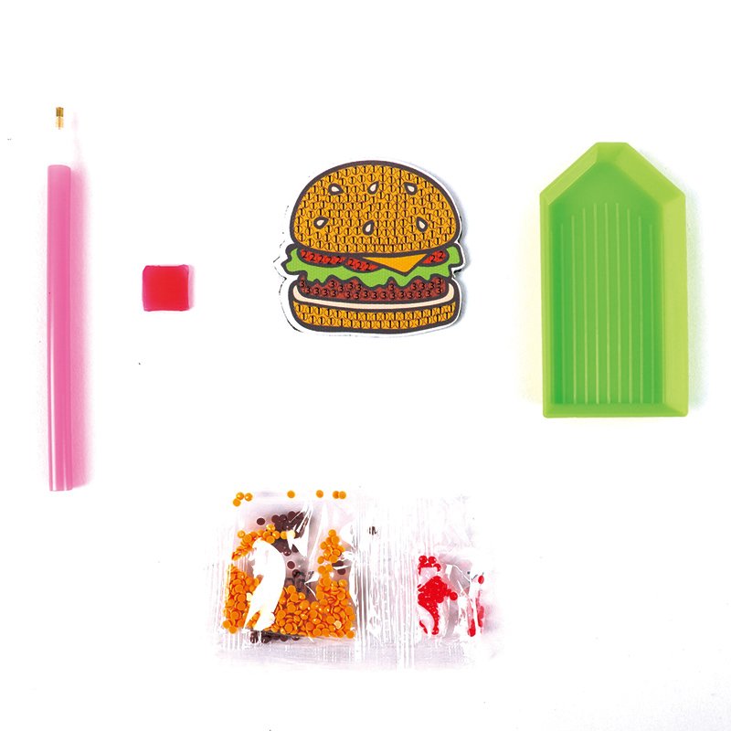 5D Diy Children'S Diamond Painting Full Drill Child Hand Drawing Hamburger Fridge Stickers Diamond Embroidery