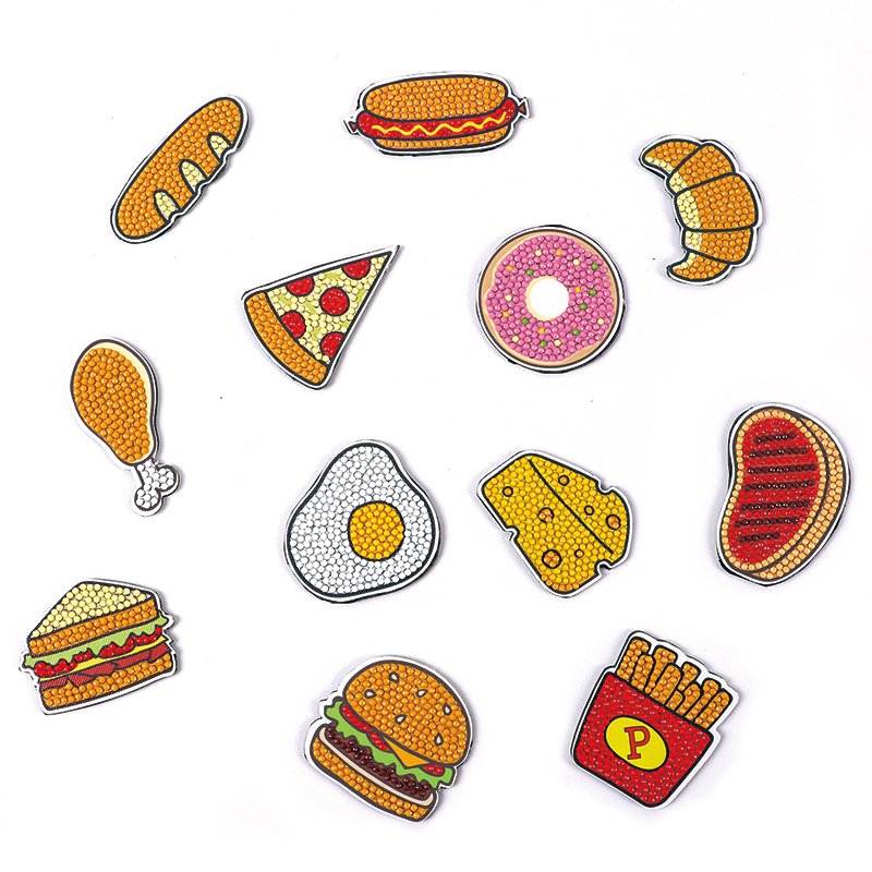 5D Diy Children'S Diamond Painting Full Drill Child Hand Drawing Hamburger Fridge Stickers Diamond Embroidery