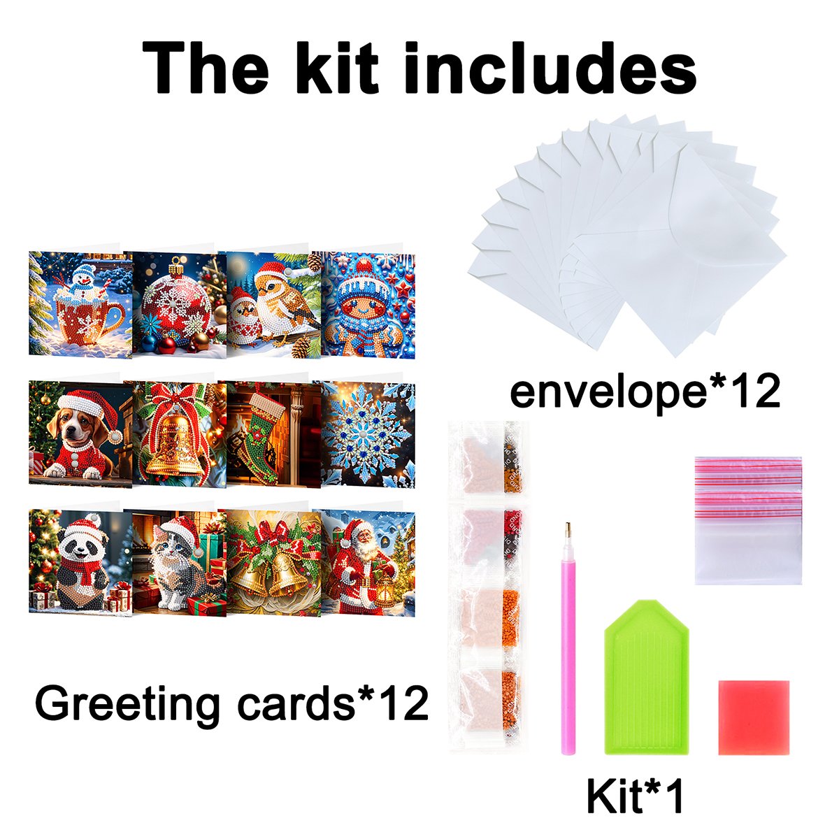 New 5d Gem Cards Christmas Santa Cards Diy Mosaic Art Crafts Postcard Holiday Gifts Diamond Painting greeting cards with envolpe