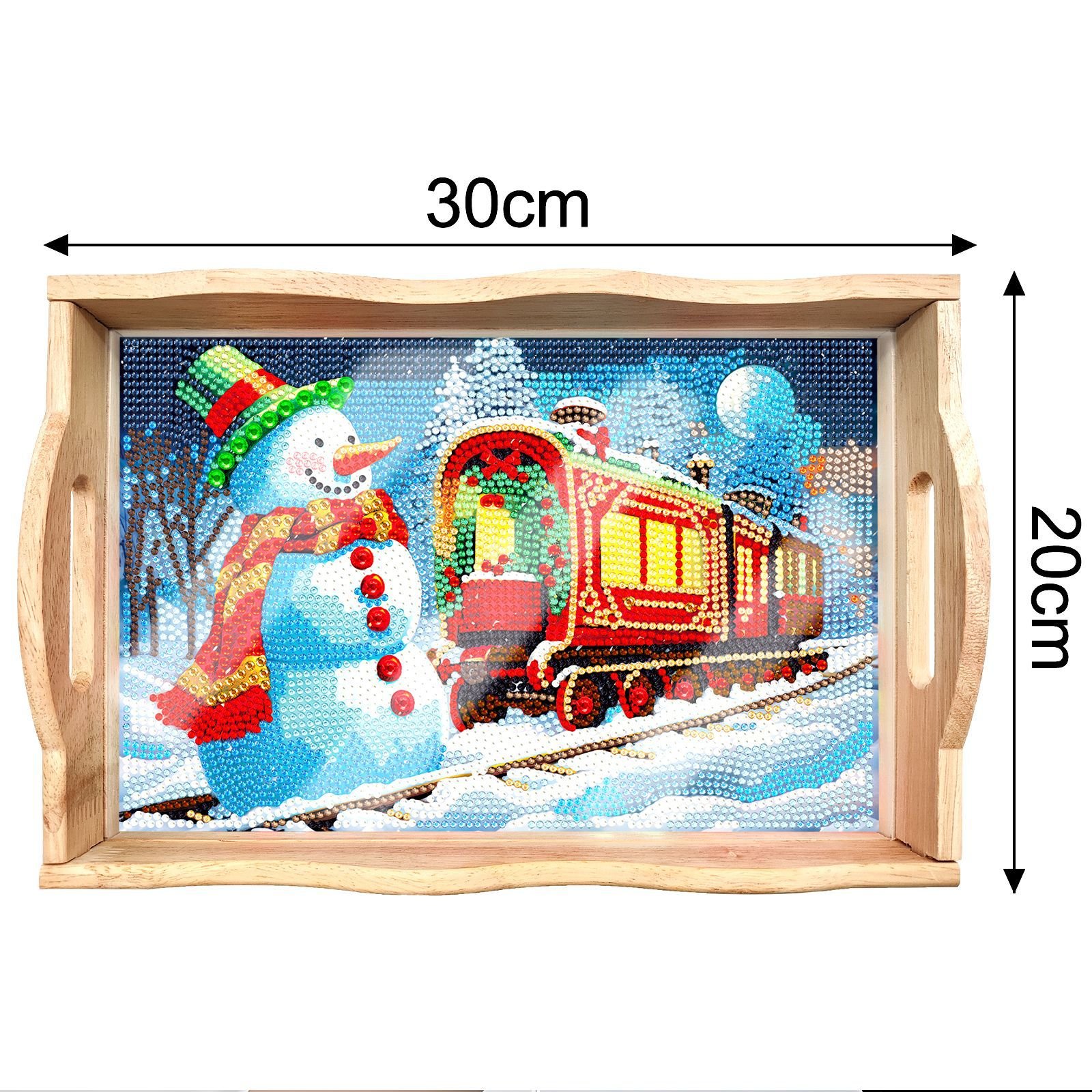 Christmas Diamond Art Painting Wooden Tray Diamond Painting by Number Kits Diamond Art for Coffee Living Room Home Organizer