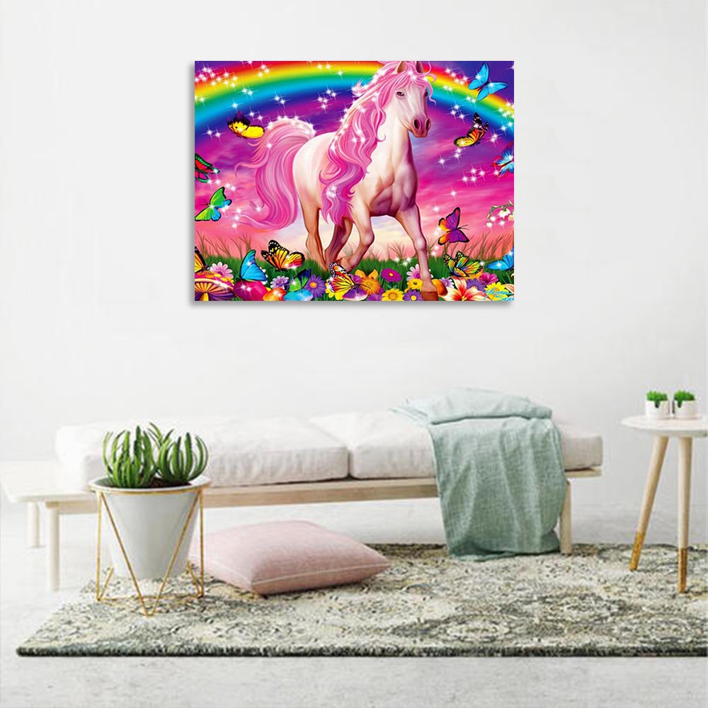Latest 3D Art Rainbow Colorful Full Drill Diamond Painting Unicorn for Kids