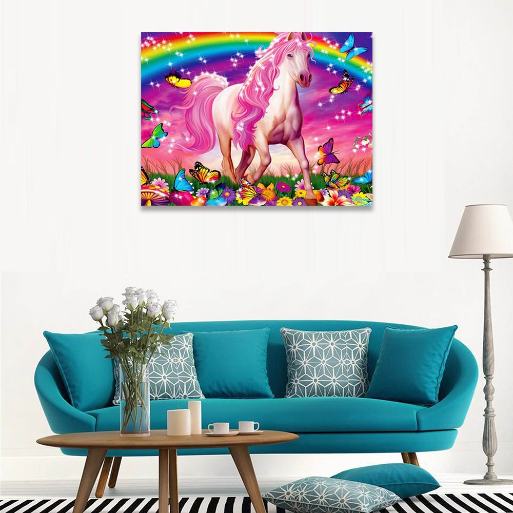 Latest 3D Art Rainbow Colorful Full Drill Diamond Painting Unicorn for Kids