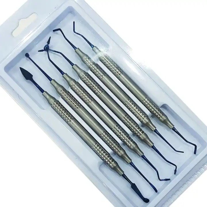 Set of 6 Dental Restorative Filling Instruments Composite Blue Plasma Coated Made of Resin Plastic Steel wholesale high quality