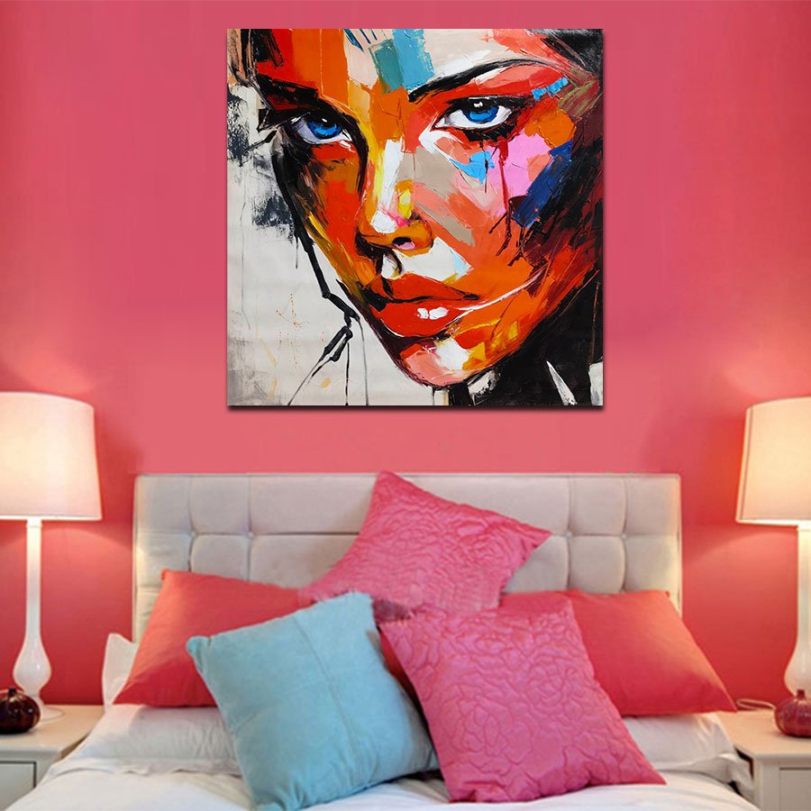 Original Art Modern Handmade Portrait Palette Abstract Knife Human Figure Portrait Paintings for Home Wall Art Decor