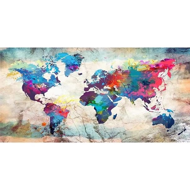 40x80cm World Map High End Short Lint Resin Square Crystal AB Fairy Dust Glitter Drills Custom 5D DIY Diamond Painting Kits