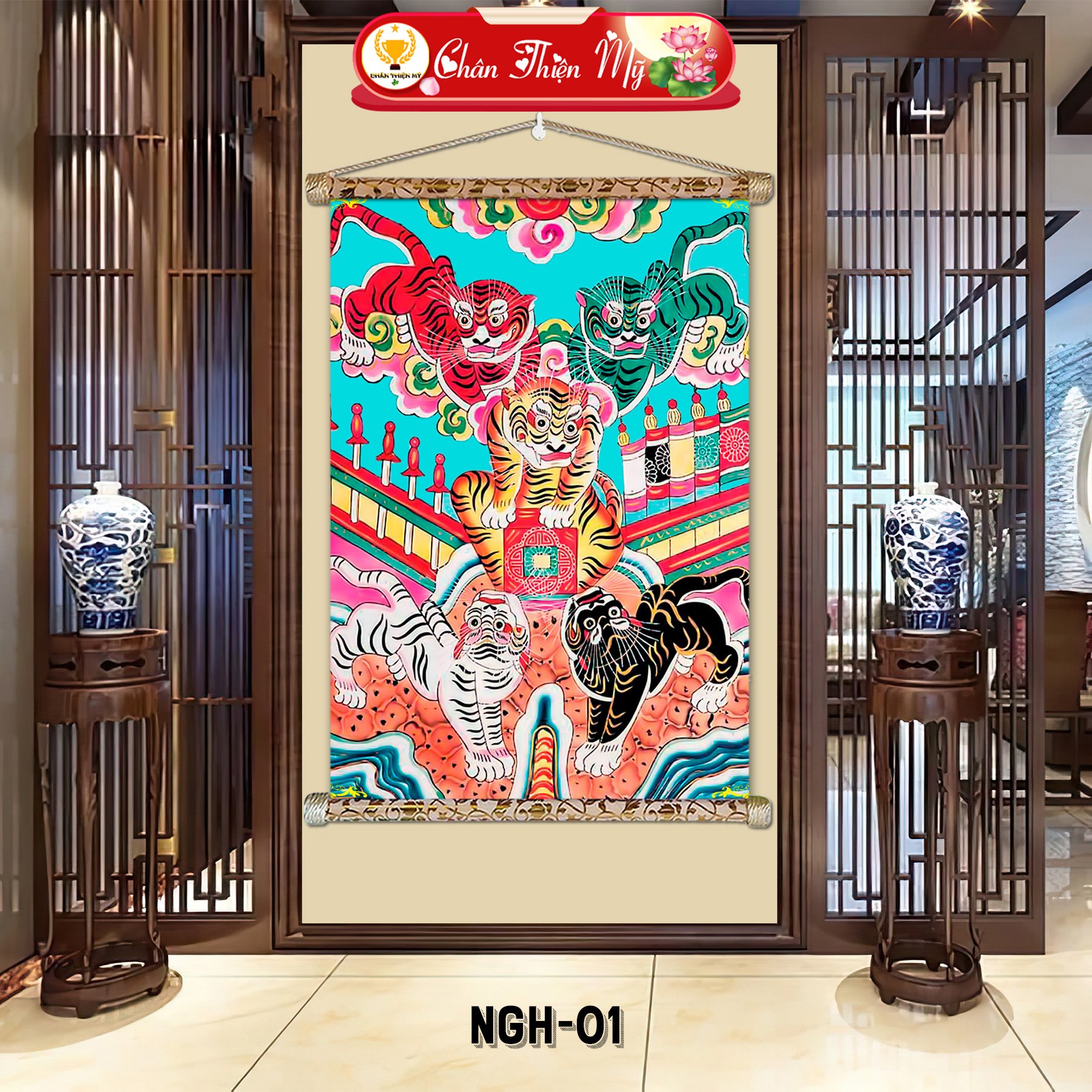 Five tigers wall painting high definition home decoration brings luck to the homeowner