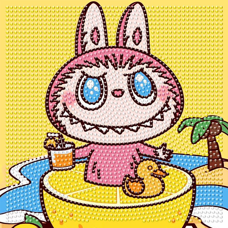 20*20cmLabubu Diamond Art Kits for Kids Beginners, DIY Toy Full Drill Animal 5D Labubu Diamond Painting Kits for Kids Ages