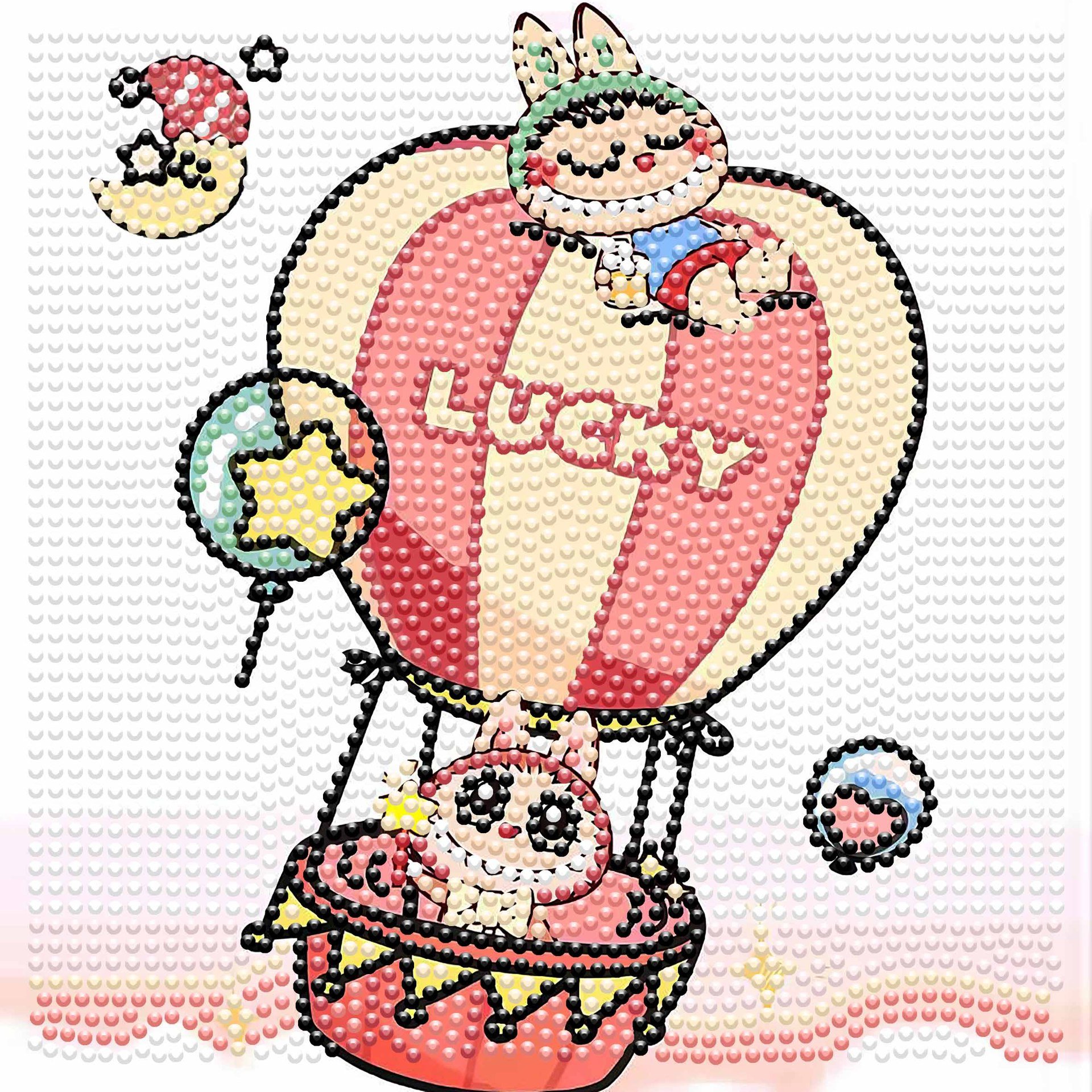 20*20cmLabubu Diamond Art Kits for Kids Beginners, DIY Toy Full Drill Animal 5D Labubu Diamond Painting Kits for Kids Ages
