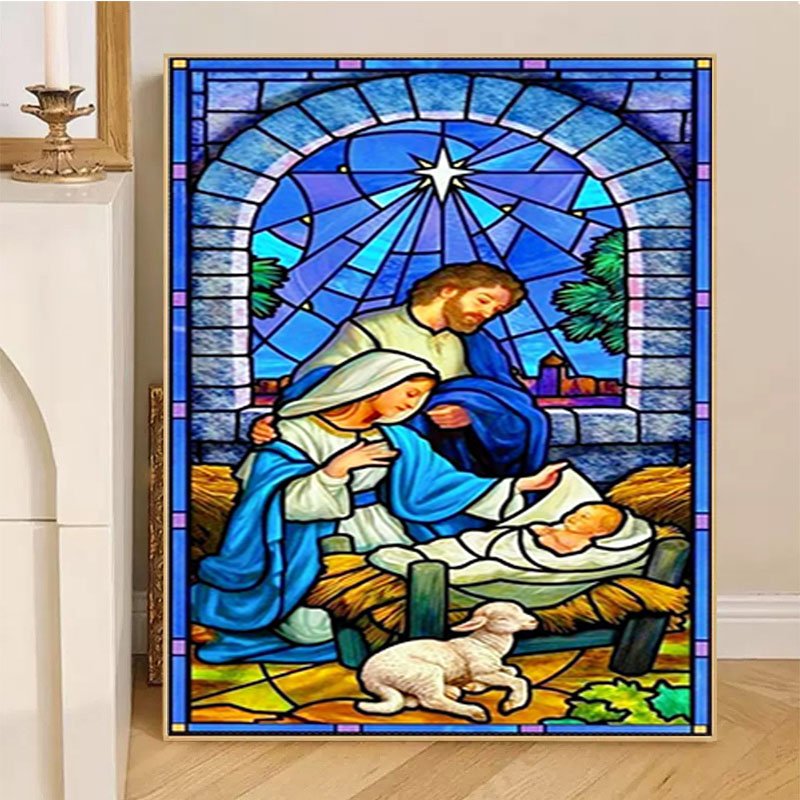 Christmas Glass Style Church Banner diamond dot painting Large Size 5d diy diamond painting accessories Home Wall Decor