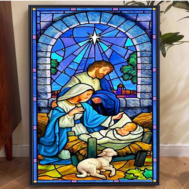 Christmas Glass Style Church Banner diamond dot painting Large Size 5d diy diamond painting accessories Home Wall Decor