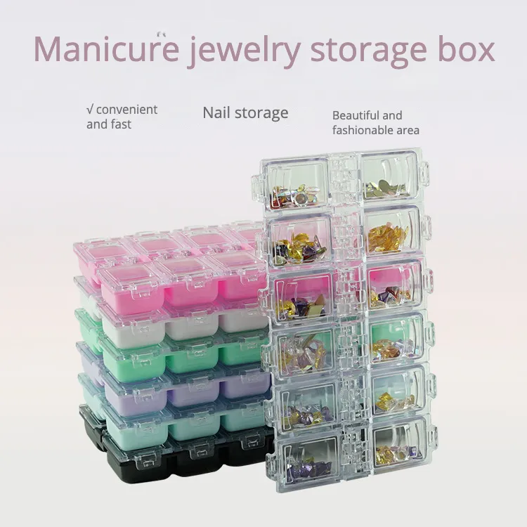 12 Grid Beads Bottles Nail Art Decorations Storage Box Diamond Painting Kits Nail Art Rhinestone Tools Jewelry Beads Storage Box