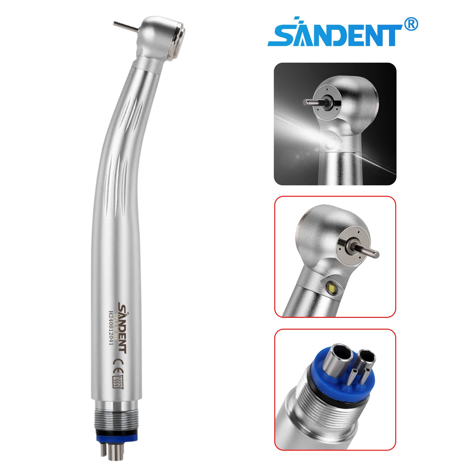 New Arrival! Dental LED Self Power Internal Triple Spray Turbina E-Generator Ceramic Push button High Speed Handpiece 4 Hole