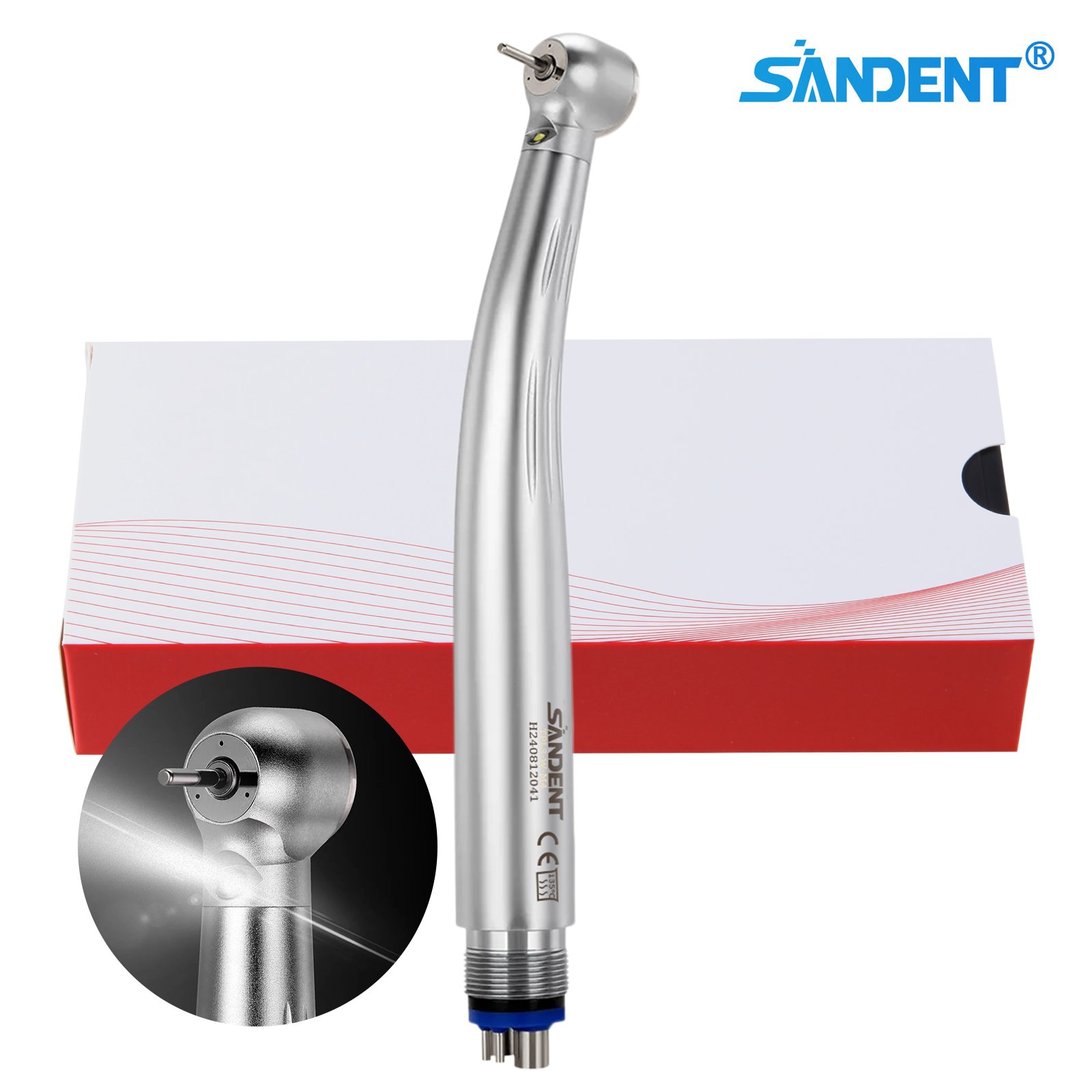 New Arrival! Dental LED Self Power Internal Triple Spray Turbina E-Generator Ceramic Push button High Speed Handpiece 4 Hole