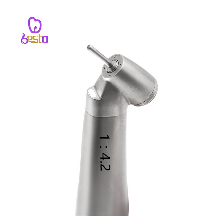 Dental 1:4.2 Increasing Fiber Optic Contra Angle Low Speed Handpiece Ceramic Bearings Internal Water E-type Medical Instrument