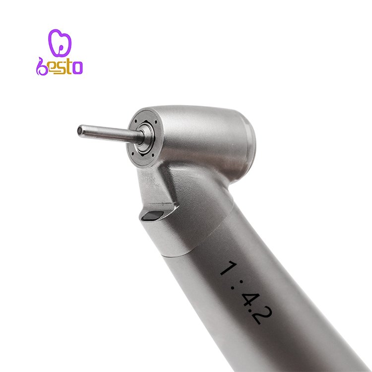 Dental 1:4.2 Increasing Fiber Optic Contra Angle Low Speed Handpiece Ceramic Bearings Internal Water E-type Medical Instrument