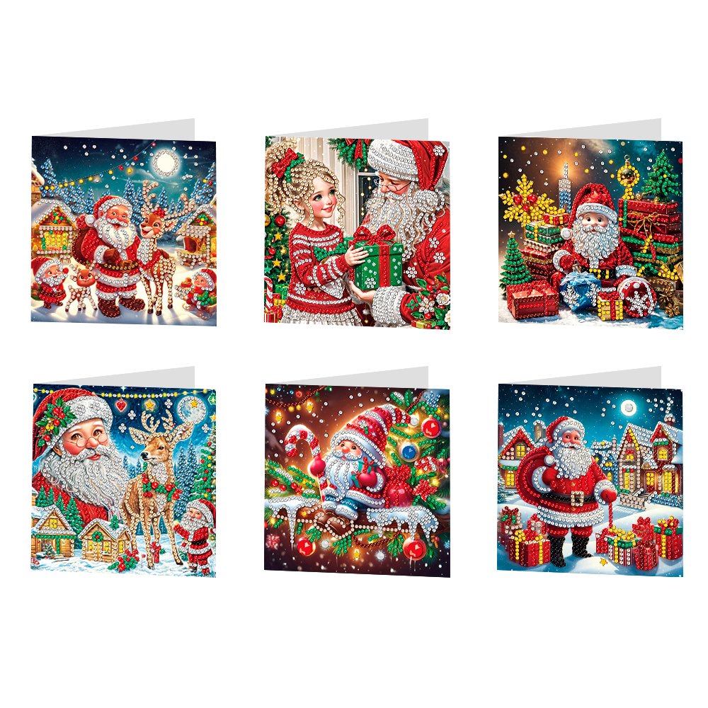 Wholesale 6-Piece Diy Christmas Greeting Card Dot Diamond Artwork Greeting Card For Friends