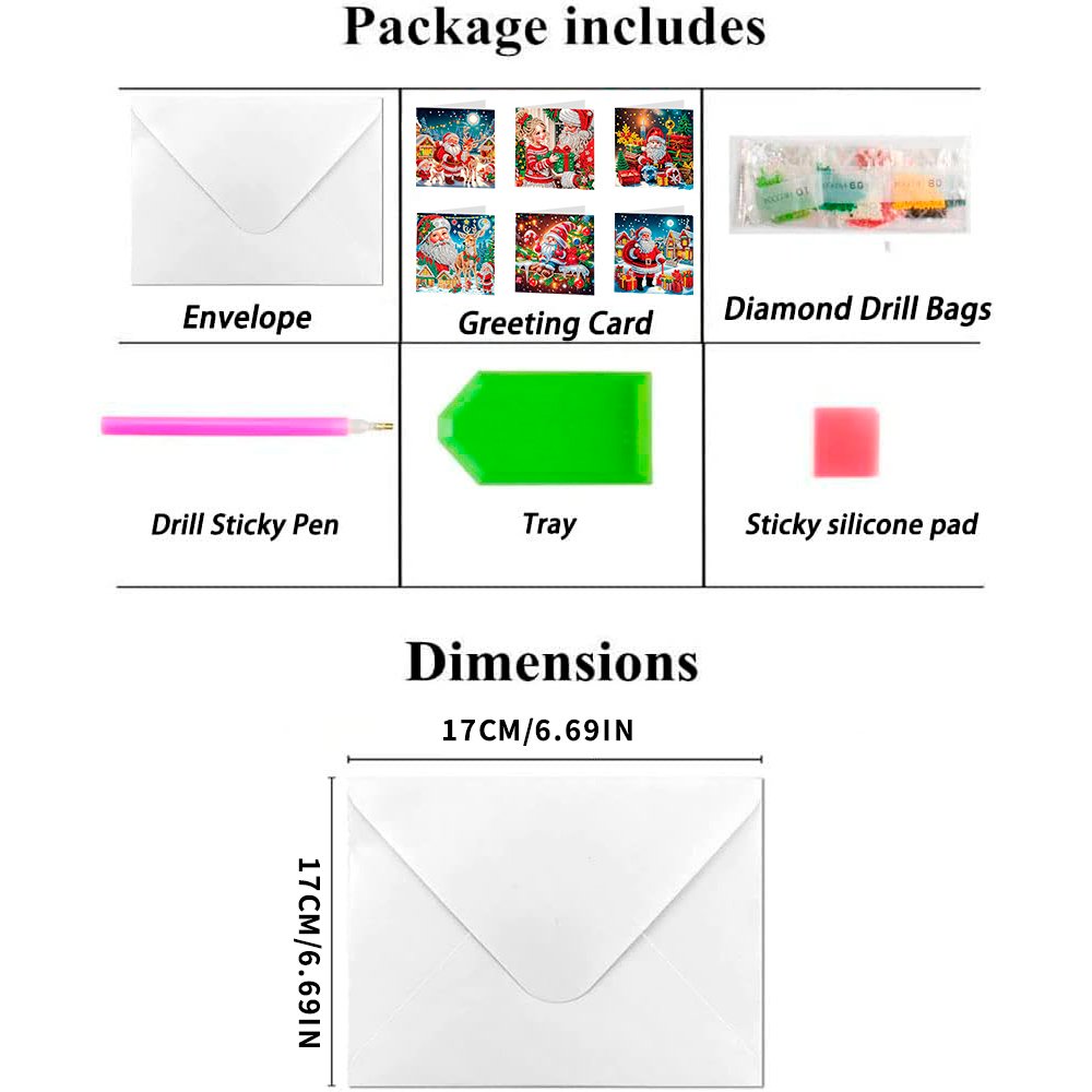 Wholesale 6-Piece Diy Christmas Greeting Card Dot Diamond Artwork Greeting Card For Friends