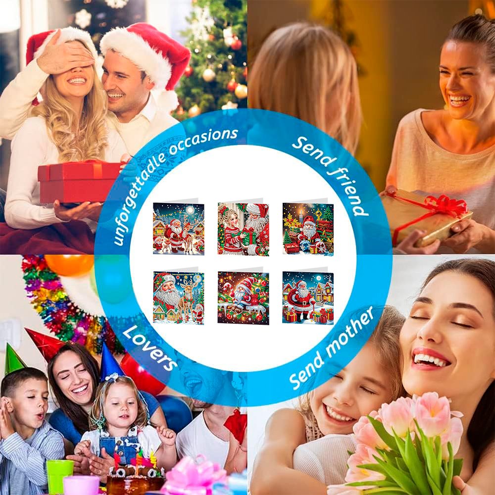 Wholesale 6-Piece Diy Christmas Greeting Card Dot Diamond Artwork Greeting Card For Friends