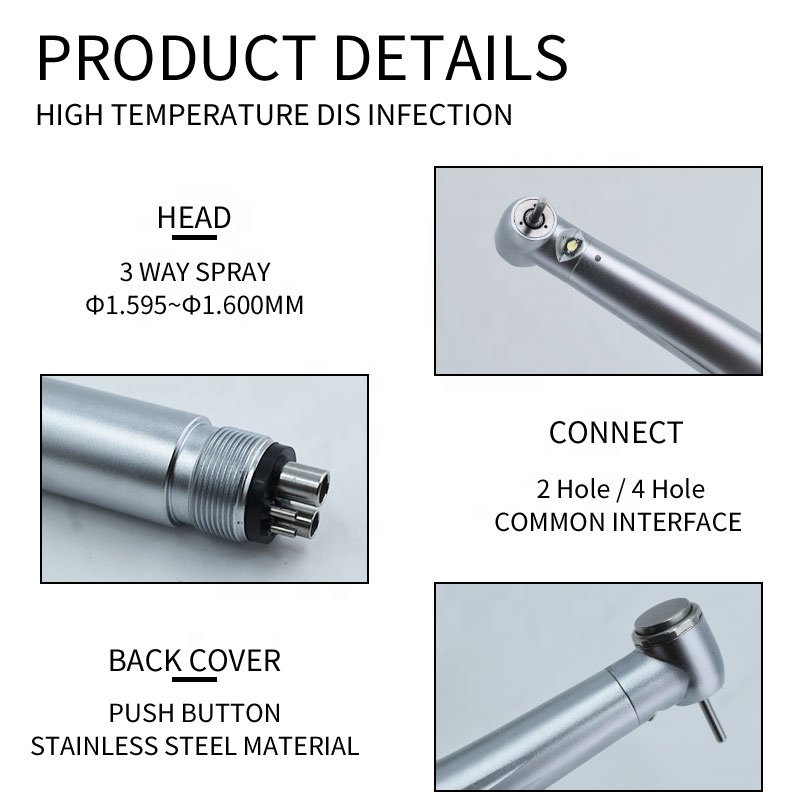 Dental LED High Speed Handpiece Push Button with Air Turbine 3 Water Spray Dental Handpiece Dental supplies