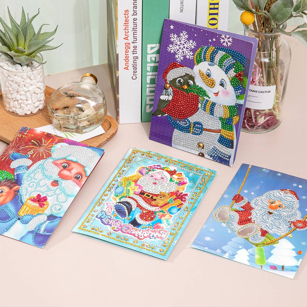 Diamond Painting Greeting Cards Cartoon Christmas Birthday Postcards 5D DIY Kids Festival Embroidery Greet Cards Gift