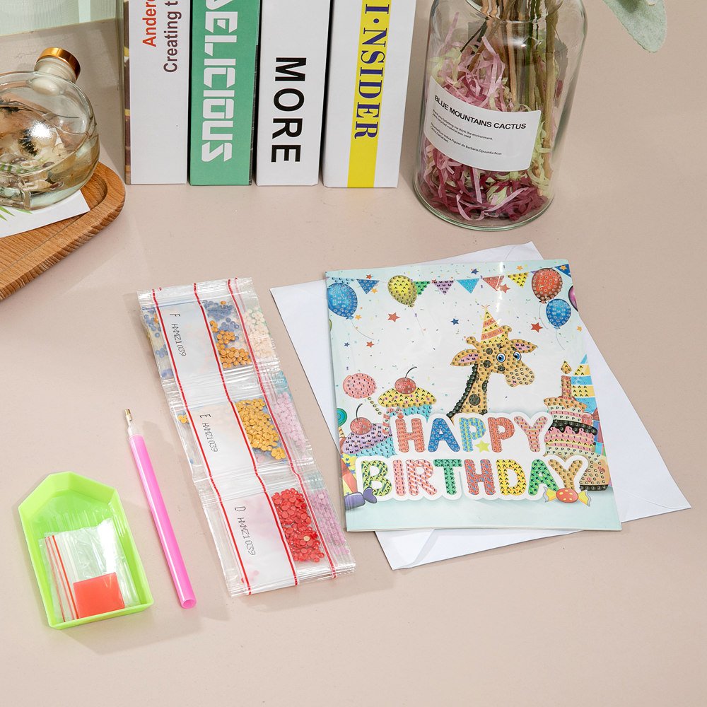 Diamond Painting Greeting Cards Cartoon Christmas Birthday Postcards 5D DIY Kids Festival Embroidery Greet Cards Gift
