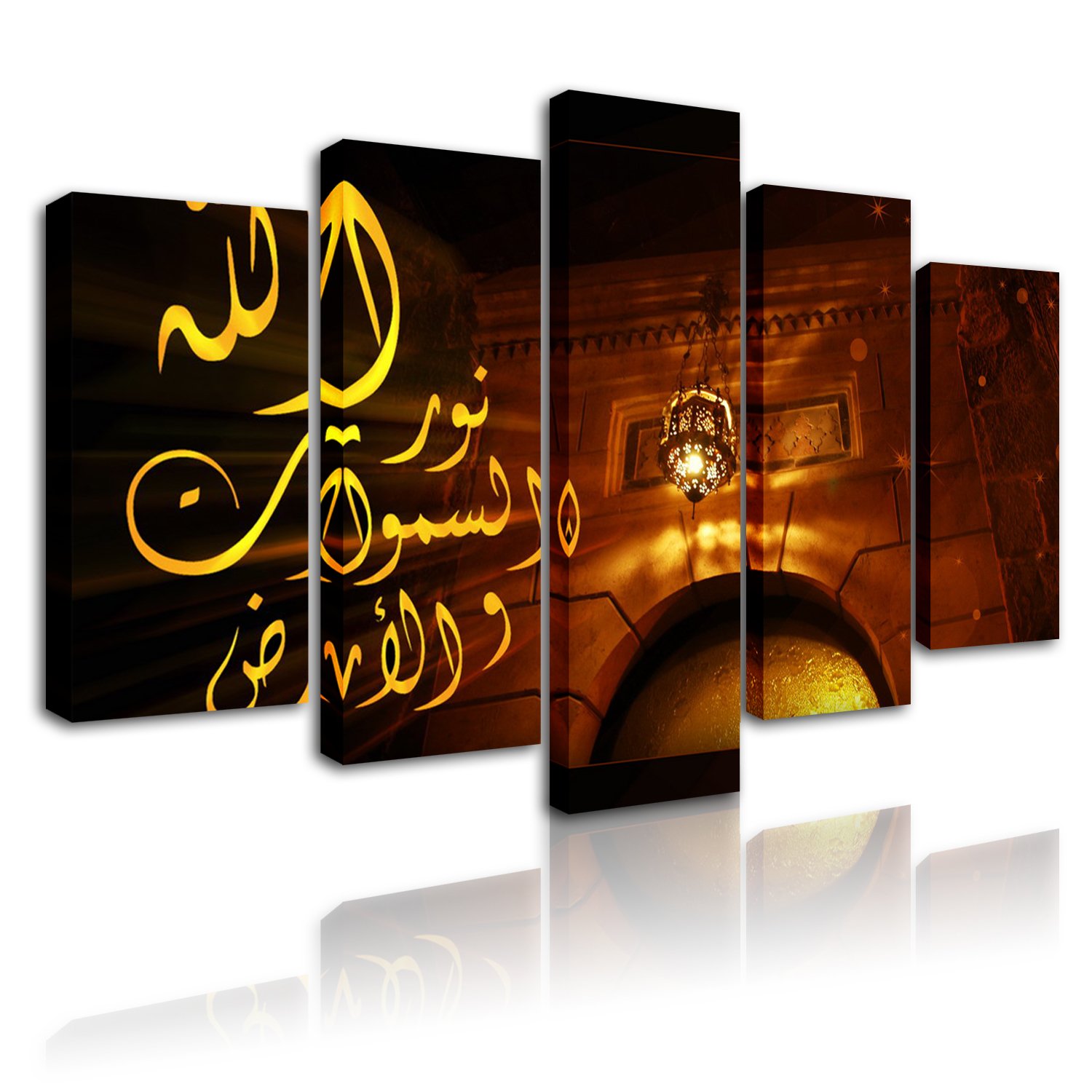 5 Panel Modern Islamic Picture Home Decoration Wall Art Frame Printing Canvas Painting for living room