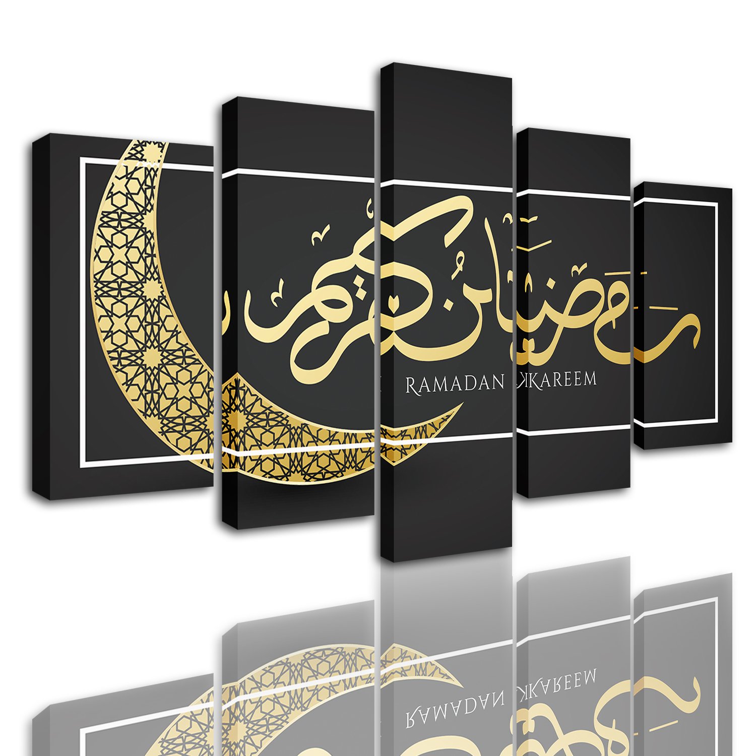 5 Panel Modern Islamic Picture Home Decoration Wall Art Frame Printing Canvas Painting for living room