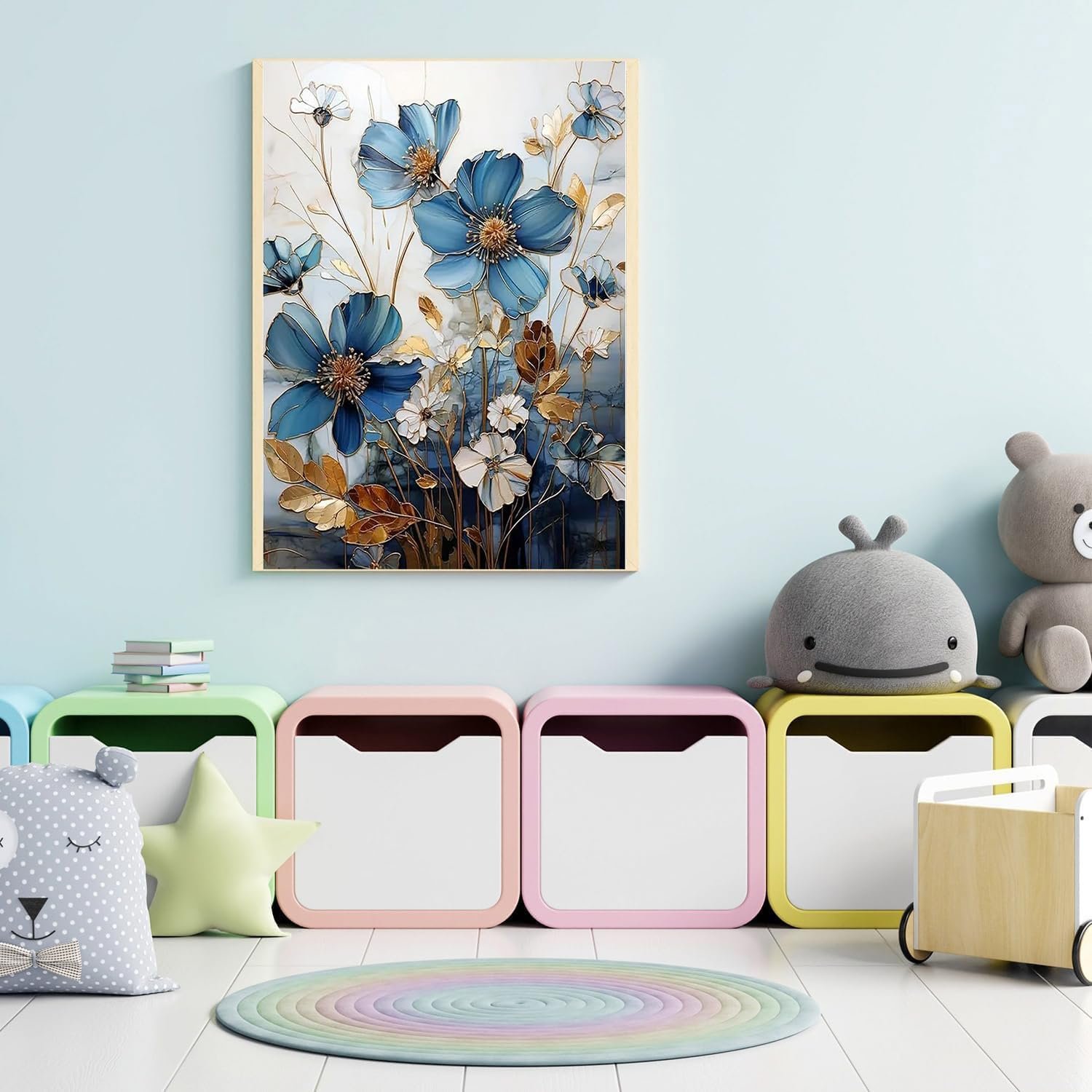 Adult Diamond Painting Kit DIY 5D Enamel Blue Flower Diamond Painting Kit, Exquisite Crafts Suitable for Home Wall Decoration