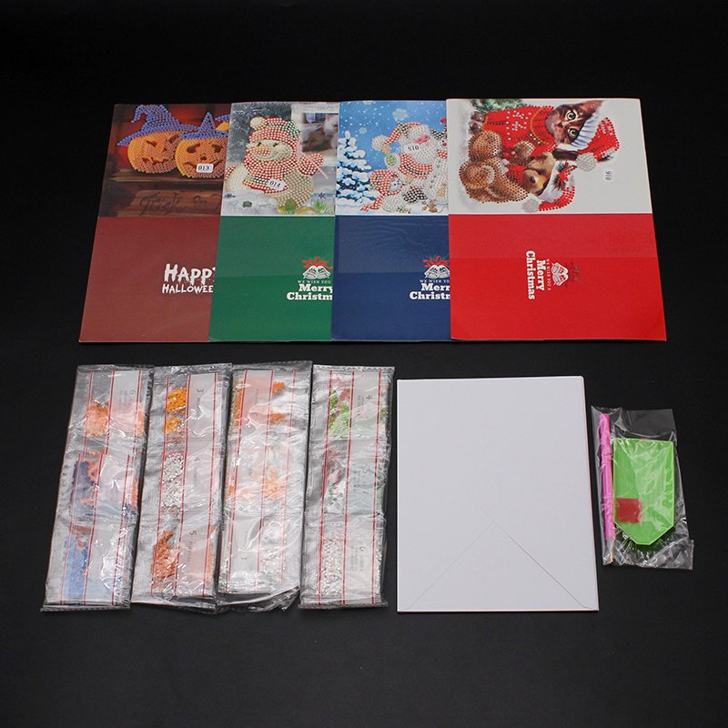 Factory Price Wholesale Halloween Christmas Illustration Creative Greeting Card Diy Diamond Painting Handicraft Blessing Card