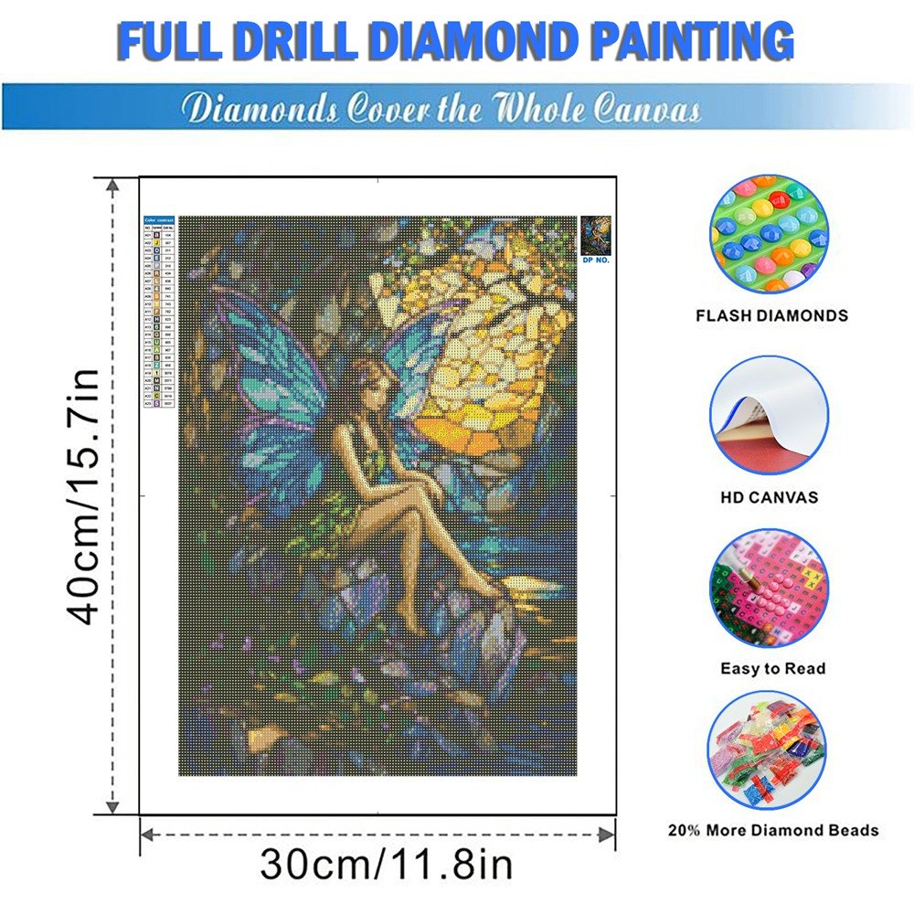 Stained Glass Cartoon Fairy 5D DIY AB Diamond Painting Cross Stitch Cute Elf Girl Mosaic Embroidery Home Decor Kids Gift