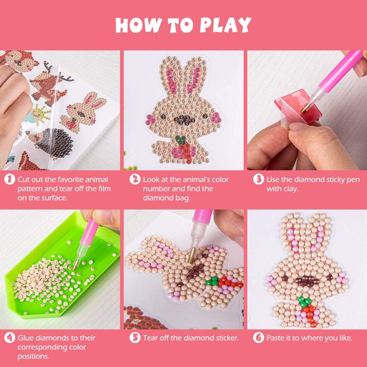 Hot sale 5D DDIY Diamond Painting Stickers Cartoon Art Set Beginners Mosaic Stickers by Numbers Kits Crafts Set for Children