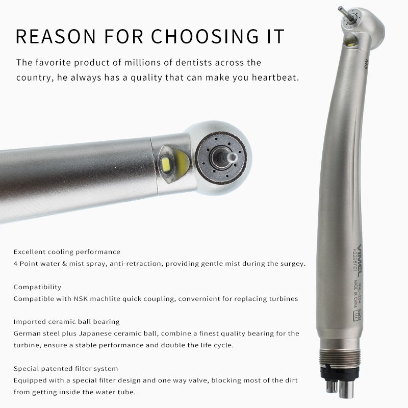 Air Turbine handpiece with E-Generator MAX plus type Titanium Gold high speed LED dental handpiece