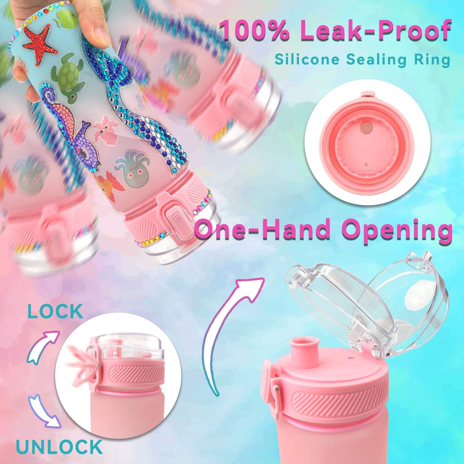 Decorate Your Own Water Bottle Kits Mermaid Gem Painting Crafts Fun Arts and Crafts Gifts Toys for Girls Birthday
