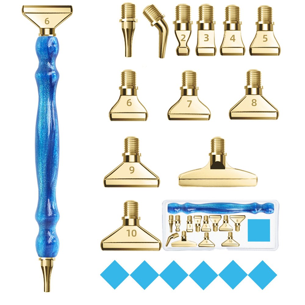 Wholesale Resin Drill Pen 12 Metal Laser Tips Rose Gold 6 Pieces Of Clay Diamond Painting Tool Kit
