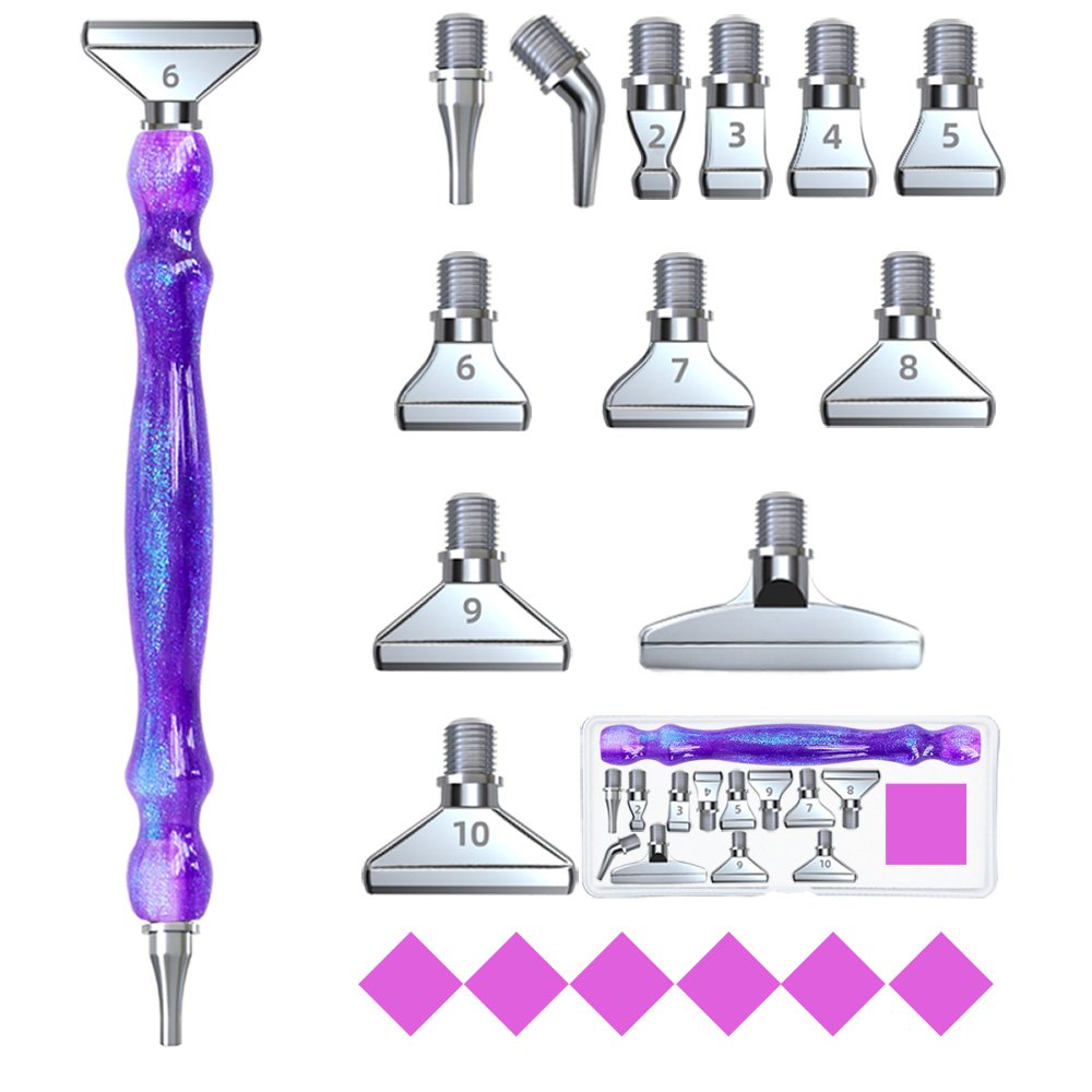 Wholesale Resin Drill Pen 12 Metal Laser Tips Rose Gold 6 Pieces Of Clay Diamond Painting Tool Kit