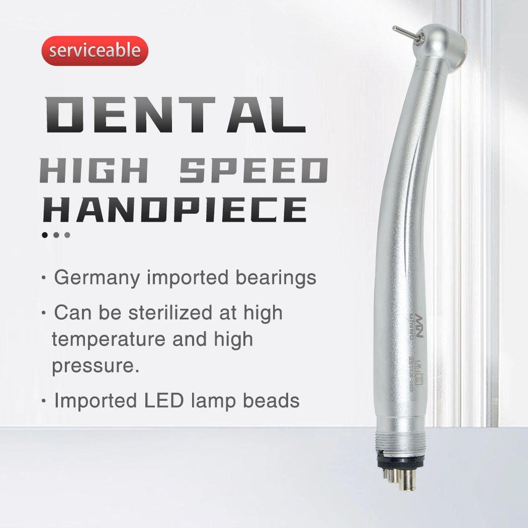portable ceramic bearing dental high speed air turbine push button 4 holes handpiece with led fiber optic