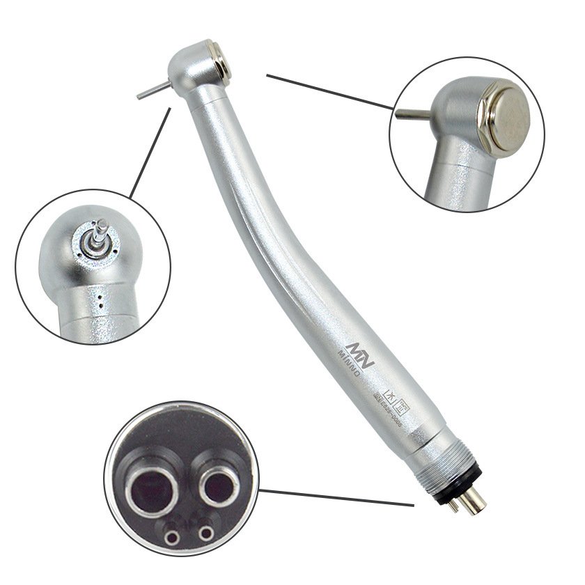 portable ceramic bearing dental high speed air turbine push button 4 holes handpiece with led fiber optic