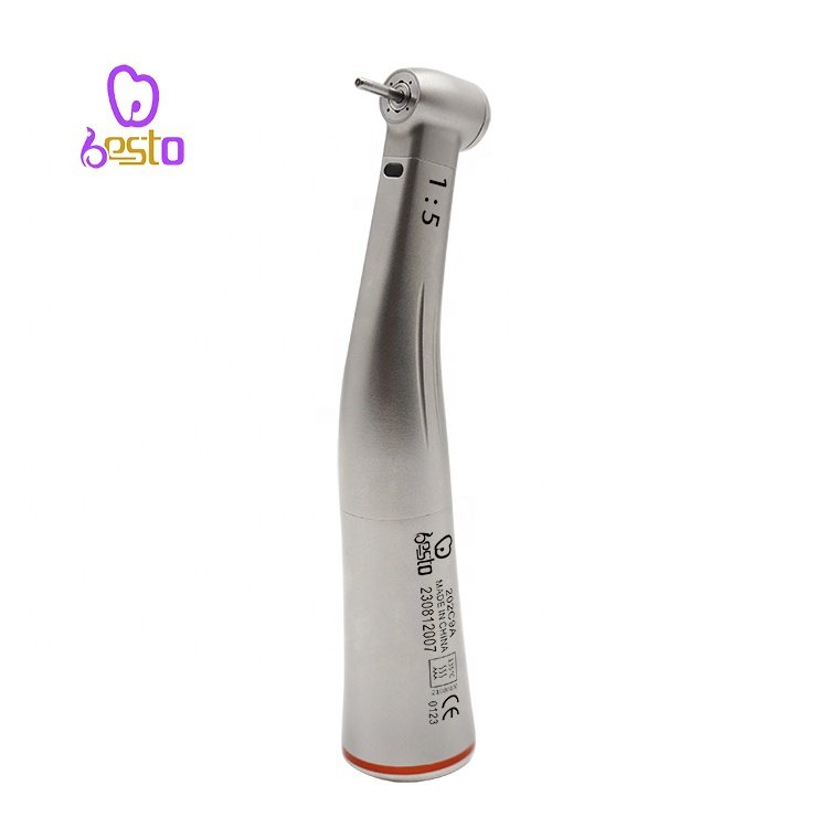 Dental 1:5 Increasing Fiber Optic Contra Angle Dental Internal Water Spray Handpiece Red Ring E-type Micro Motor Handpiece